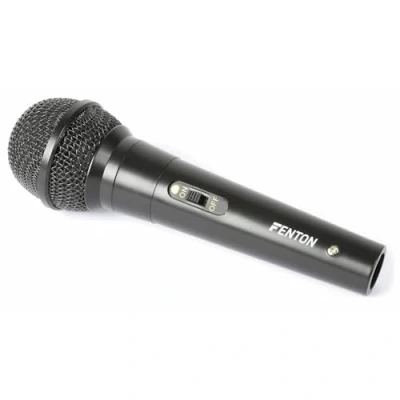 Imagen de FENTON DM100 Micrófono Dinámico con Interruptor y Patrón Cardioide, Cable XLR de 3 Metros Clavija Jack 6,3 mm, para DJ, Karaoke, Vocal, Color Negro