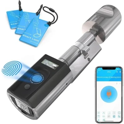Imagen de WELOCK Touch41 Cerradura con huella digital,Cerradura electrónica WiFi,Tarjeta RFID,APP Bluetooth,Cerradura inteligente,Smart Lock fácil de instalar Plata