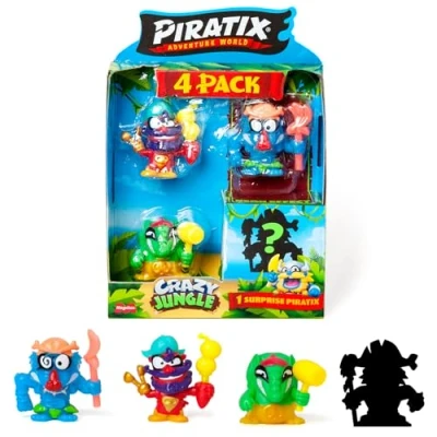 Imagen de PIRATIX ADVENTURE WORLD Serie Crazy Jungle, Pack de 4 Contiene Piratix: 1 neón y Sorpresa; Accesorios neón. 5 6