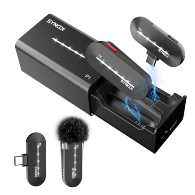 Imagen de SYNCO Micrófono Lavalier Inalámbrico Tipo C, P1ST de Solapa para Móvil 2.4GHz con Estuche Carga Teléfonos Inteligentes Tableta USB Smartphone C