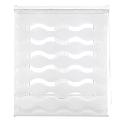 Imagen de Blindecor Mediterráneo estor enrollable noche y día, color Blanco, ondas 120 x 180 cm (ancho alto). Tamaño de la tela 117 175 cm. Estores dia elegantes