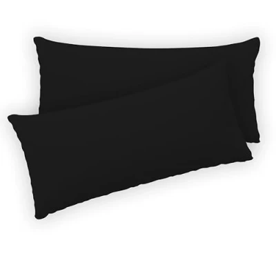 Imagen de Twinzen® Funda Almohada 40x80 (Juego de 2) Negro 100% Algodon Jersey Cojin para Cama Protector con Cremallera