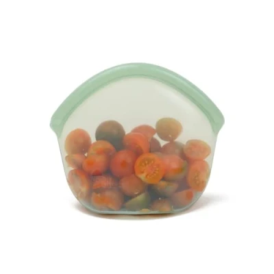 Imagen de Food Huggers Hugger Bags bolsa reutilizable de silicona para almuerzo y aperitivos, almacenamiento duradero, sin BPA, apta lavavajillas congelador, resellable pie, pequeña, 13 onzas