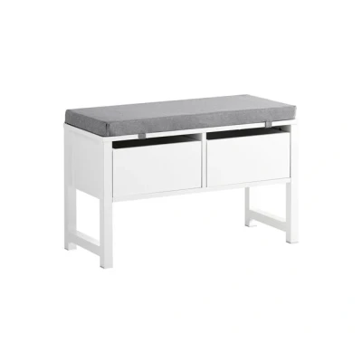 Imagen de SoBuy FSR88 W Banco Zapatero con 2 Cajones de almacenamianto cojín Acolchado Asiento 72x30x46 cm ES