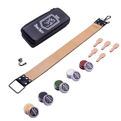 Imagen de Bacher Asentador de Cuero Strop para Afilado Navajas kit con Compuesto (REGULAR: 56.5x5 cm) Accesorios Afeitado Manual