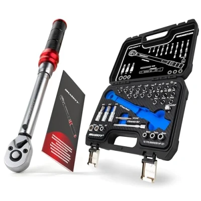 Imagen de HASKYY Juego de llaves dinamométricas para bicicleta, 1/4&quot;, 2,5 20 Nm, con muchos accesorios como barra extensión, puntas, insertos tuerca, adaptador