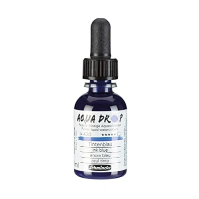Imagen de Schmincke AQUA DROP, acuarela líquida a base de pigmentos, color Negro oscuro en frasco 30 ml con pipeta, 24780034, para pintar acuarela, esbozos urbanos, caligrafía, rotulación mano