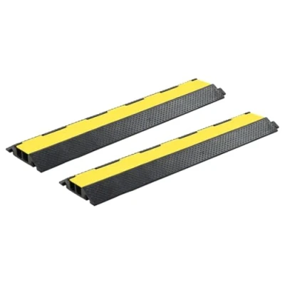 Imagen de vidaXL 2X Rampas de Protección Cable 2 Canales Protector Alambres Manguitos Tubos Mangueras Pasacable Suelo Goma 101,5 cm