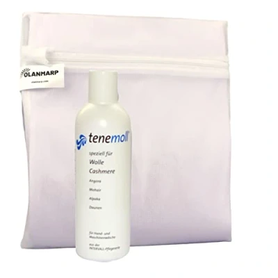 Imagen de detergente de lana concentrado Tenemoll líquido con red lavado Olanmarp, universal para a mano y máquina, líquido, suave (100 ml)