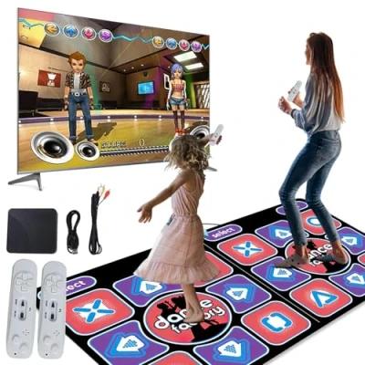 Imagen de EagerMinds Alfombra de Baile para niños y Adultos, Doble, TV, Tapete Interactivo con múltiples Modos, 100 Canciones, 3 Niveles dificultad (B)