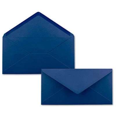 Imagen de FarbenFroh Sobres (75 unidades, 11 x 22 cm, cierre húmedo, sin ventana, formato DL, 110 220 cm), color azul oscuro y
