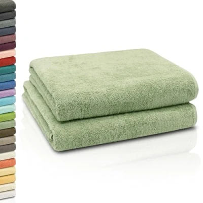 Imagen de ZOLLNER 2 Toallas de baño, 100x150 cm, algodón, Verde Claro