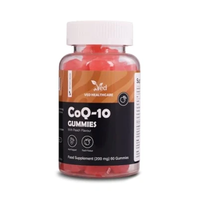 Imagen de Gomitas de enzima Ved Co Q10 Apoya la salud del corazón y los músculos, súper antioxidante Vegano para hombres mujeres: 120 masticables, suministro 60 días.