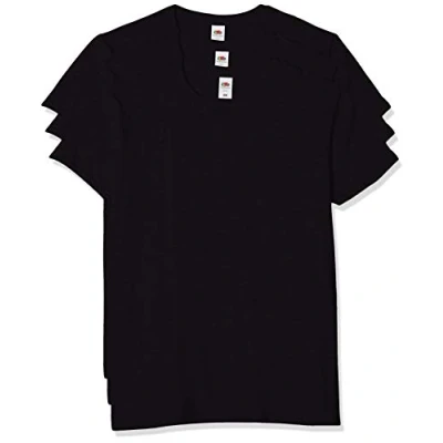 Imagen de Fruit of the Loom Iconic, Lightweight Ringspun tee, 3 Pack Camiseta, Negro (Black 36), XXXXX Large (Size:5XL) (Pack de 3) para Hombre