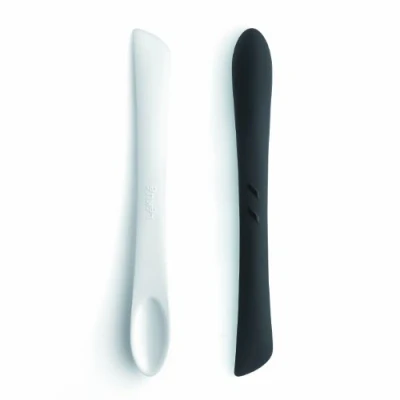 Imagen de Lékué Duo Tool Cuchara/espátula Mini, Color Blanco y Negro