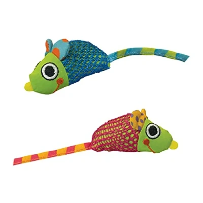 Imagen de Petstages Catnip Chew Mice Juguete Para la salud dental gatos Pack de 2