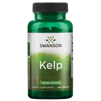 Imagen de Swanson, Kelp, con Yodo Natural, 250 Cápsulas veganas, Altamente Dosificadas, Probadas en Laboratorio, Vegetarianas, Sin Soja, Gluten, no GMO