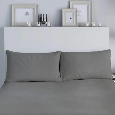Imagen de Fusion Brushed Bedding Ropa de Cama cepillada Par Fundas Almohada, Algodón, Gris Oscuro, 50 x 75cm Housewife, 2