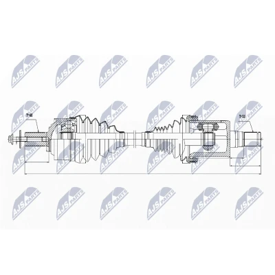 Imagen de NTY NPW VV 021 Árbol de Transmisión Eje delantero, izquierda 615 automática
