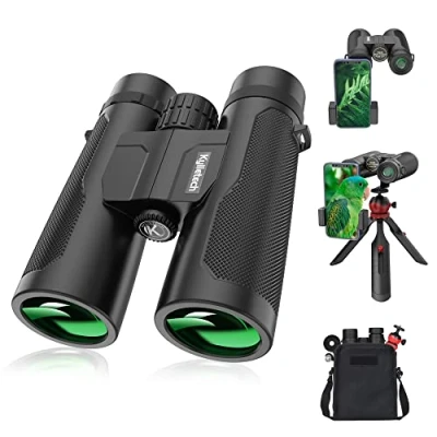 Imagen de Kylietech Prismáticos 12X42 con Trípode y Adaptador Binoculares de Largo Alcance Prismas BAK 4 Lentes FMC para Observación Aves, Senderismo, Caza