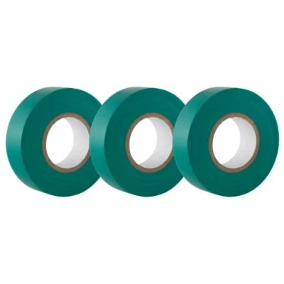 Imagen de GTSE Cinta aislante verde de 19 mm x 20 m para instalaciones eléctricas Autoadhesiva y resistente proteger, agrupar reparar cables 3 Rollos