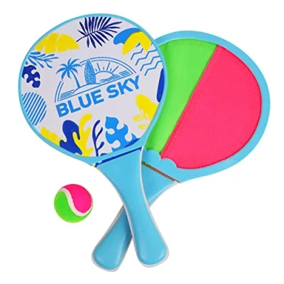 Imagen de BLUE SKY 2 Raquetas de Playa con Doble Cara Velcro Juego 040714A Verde 33 cm x 19 Juguete para Niños y Adultos al Aire Libre A Partir 3 años