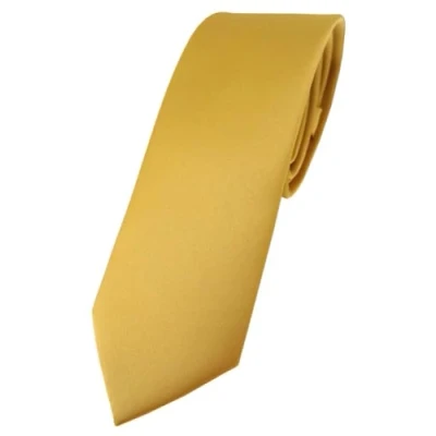 Imagen de TigerTie Corbata para hombre estrecha de 5,5 cm en diseño liso, ideal reuniones negocios, ocasiones festivas y ocio., dorado, Krawattengröße: ca. Länge 150 cm, Breite