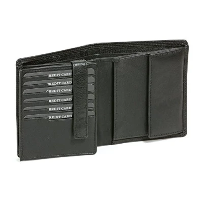 Imagen de LEAS Cartera Protección de Informaciones privadas Bloqueo RFID para señores y señoras con el Cierre Muchas Tarjetas, Piel auténtica, Negro Escalera Edition&#039;&#039;