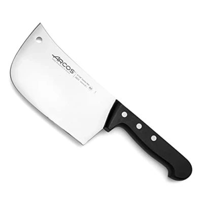 Imagen de Arcos Hachuela Macheta de Cocina 160mm para Cortar Huesos y Carne. Hacha con Diseño Rectangular en Acero Inoxidable Mango Polioximetileno. Color Negro. Serie Universal