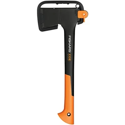 Imagen de Fiskars Hacha pequeña universal, Estuche de almacenamiento y transporte incluido, Longitud: 44 cm, Capa antiadherente, Cuchilla acero/Mango fibra vidrio, Negro/Naranja, X10 S, 1015619