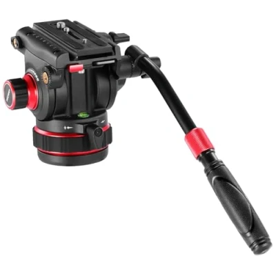 Imagen de NEEWER Cabezal Fluido para Trípode de Video Resistente con Amortiguación, Placa Liberación Rápida, Compatible dji RS Gimbals, Mango Ajustable, Base ⌀75mm, Carga Máxima 10kg, GM006