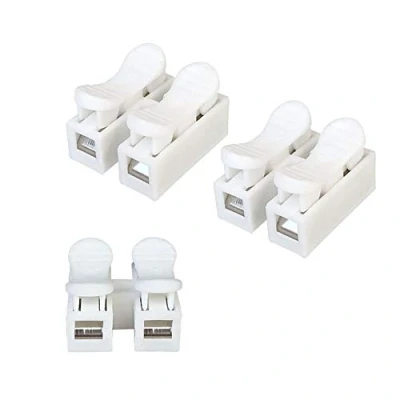 Imagen de Aiqeer 100 Piezas CH2 Conectores Cable Resorte, Bloque Terminal Clamp Eléctrico, Conector Resorte Rápido, para Conectar Tiras de Luz LED (Blanco)