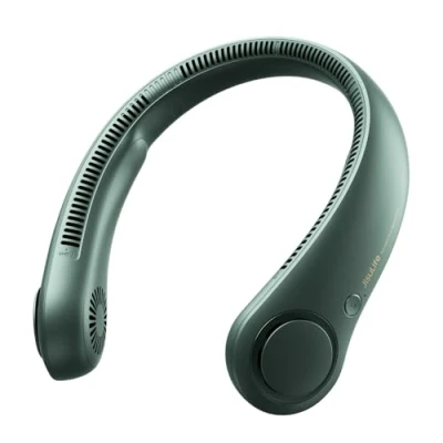 Imagen de JISULIFE Ventilador de Cuello Portátil, 4000 mAh USB Recargable con, Colgante Sin Hojas con 3 Velocidades Verde Oscuro
