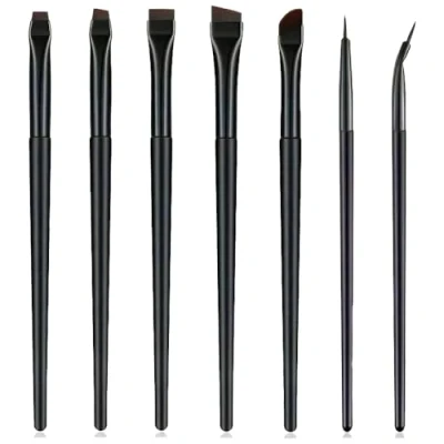 Imagen de TRKETK 7 Piezas Pinceles de Maquillaje, Cepillo Delineador Ojos Ángulo Fino y Plano Maquillaje Profesional Sombra Pincel en Brochas Cejas