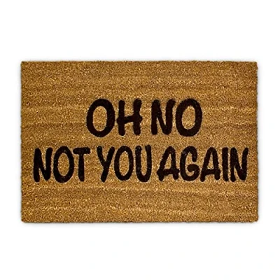 Imagen de Relaxdays Felpudo “Oh No Not You Again, Alfombrilla Entrada de Coco y PVC, Alfombra 40 x 60 cm Antideslizante, Natural