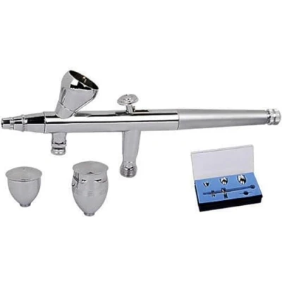 Imagen de Fengda Pistola de aerógrafo profesional doble acción para arte tatuaje, uñas, maquillaje, manualidades, tartas, espray modelismo, herramienta con limpieza
