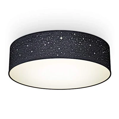 Imagen de B.K.Licht I lámpara de techo tela redonda estrella dormitorio pantalla textil E27 2 flame Ø38cm negro sin bombilla