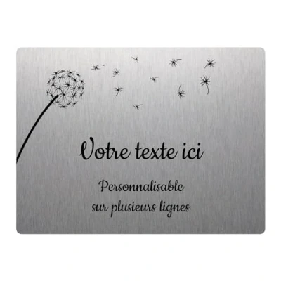 Imagen de Placa grabada funeraria, diseño de diente león, autoadhesiva, 20 x 15 cm, personalizada, 1 a 3 líneas, aluminio cepillado