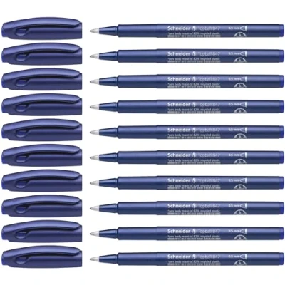 Imagen de Schneider Topball 847 Bolígrafo de punta redonda (punta metal 0,5 mm, 10 unidades, tinta azul)