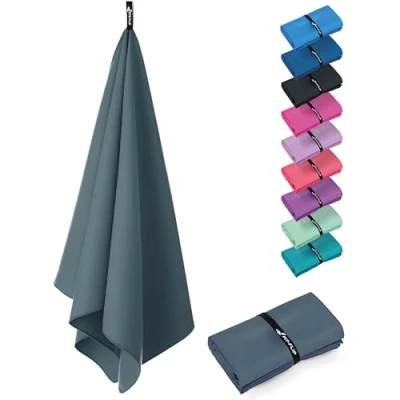 Imagen de Fit Flip Toalla Microfibra Piscina compacta, Ultraligera y de Secado rápido Toallas microfibras para el Gimnasio, Viaje, Natacion Gym Playa Grande (1x 30x50cm Gris Antracita)