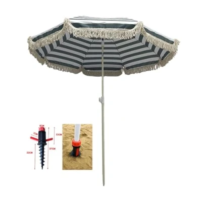 Imagen de Sombrilla De playa con borlas，sombrilla terraza exterior，sombrilla antiviento，sombrillas jardin grandes，sombrilla plegable，Ajustable en Altura，Con Bolsa Transporte ( Color : B , Size