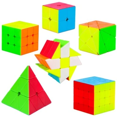 Imagen de Coolzon Speed Puzzle Cube Set, Set di Cubo Magico 2x2 3x3 4x4 Pyraminx Fenghuolun Axis Skewb de Velocidad Magic Juguetes para Niños Adulti, 6 Packs