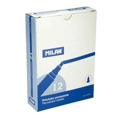 Imagen de MILAN® Caja 12 rotuladores permanentes punta biselada azul