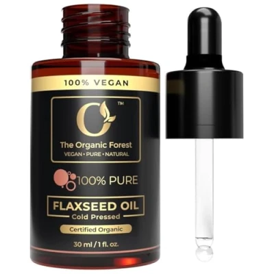 Imagen de 100% Pure Organic Flaxseed Oil Cold Pressed &amp; Unrefined Linseed Reduce Dandruff, Acne Hair fall Natural Skin Care Flax Seed Carrier for Aromatherapy