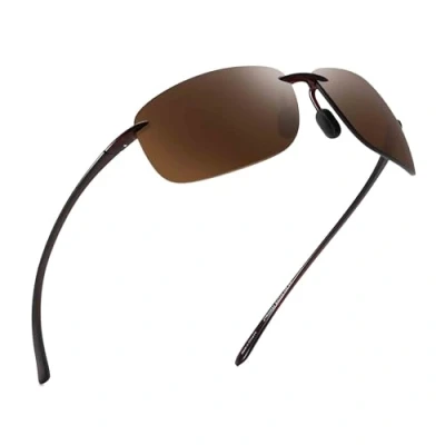 Imagen de JIM HALO Gafas de Sol Deportivas Polarizadas para Hombres y Mujeres TR90 Marco Sin Montura Correr, Pescar, Andar en Bicicleta, Conducir Marrón