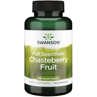 Imagen de Swanson, Full Spectrum Chasteberry Fruit (Fruta de la Pimienta del Monje), 400mg, 120 Cápsulas, Alta Dosis, Probado en Laboratorio, Sin Soja, Gluten, No GMO
