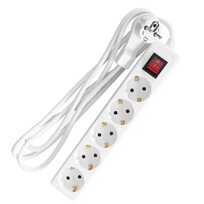 Imagen de as Schwabe Regleta de enchufes 5 caras con clavija plana para uso en interiores protección contacto extremadamente puesta a tierra 230V, 16A IP20 blanco
