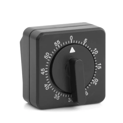 Imagen de Anseom Temporizador de Cocina Mecánico, 60 Minutos Cuadrado para Casa Cocinar Hornear, Negro Mecánico Cuenta Atrás, Manual con Alarma el Cocinero