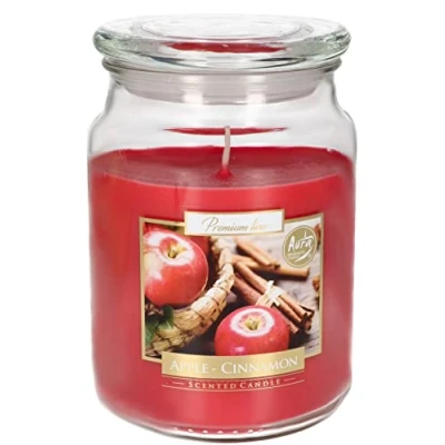 Imagen de KOTARBAU® Vela aromática en tarro de cristal con tapa, Idea regalo, frasco para aromaterapia, Decoración del hogar, Duración prolongada, Fragancia, Grande, Aroma a manzana y canela