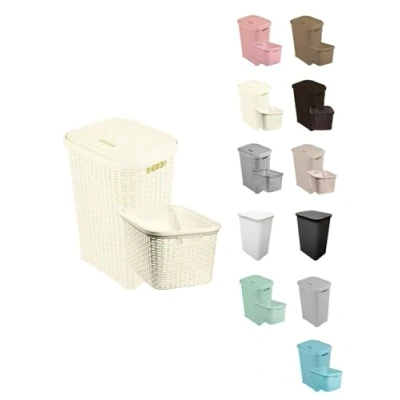 Imagen de JARDIN202 Pongotodo Diseño Rattan Para Colada Cesto la Ropa Sucia 60 litros (Marfil)